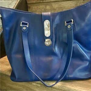 JM Collection Royal Blue Leather Tote